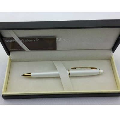 SCRİKSS 35 SATEN BEYAZ ALTIN TÜKENMEZ KALEM