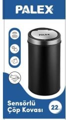 Geseus Palex Sensörlü Şarjlı 22 Litre Siyah Çöp Kovası