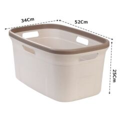 Geseus Motek Tekli 40 Lt Kirli Çamaşır Sepeti+Çamaşır Selesi Ikili Set, Çeyiz Seti Kahve+Krem