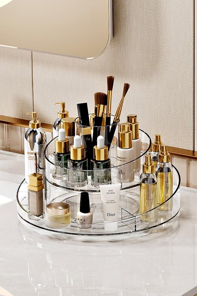 Geseus Makyaj Düzenleyici Organizer 360° Dönebilen Makyaj Standı Şeffaf