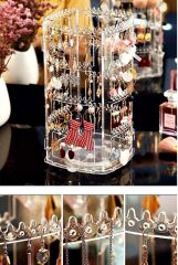 Takı Düzenleyici Organizer 360° Dönebilen Toka Küpe Düzenleme Standı Şeffaf