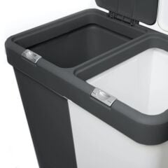 Motek Antrasit+Beyaz İkili Dokunmatik Kirli Çamaşır Sepeti 80 Litre