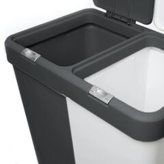 Motek Antrasit+Beyaz İkili Dokunmatik Kirli Çamaşır Sepeti 80 Litre