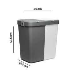 Motek Antrasit+Beyaz İkili Dokunmatik Kirli Çamaşır Sepeti 80 Litre