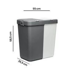 Motek Antrasit+Beyaz İkili Dokunmatik Kirli Çamaşır Sepeti 80 Litre