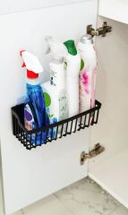 Yapışkanlı Plastik Banyo Rafı İkili Banyo Düzenleyici Duş Rafı Organizer Şampuanlık siyah