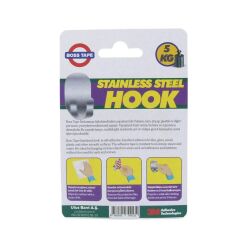 Boss Tape Kendinden Yapıştırmalı Paslanmaz İnox Tekli Büyük Askı 5Kg Taşır