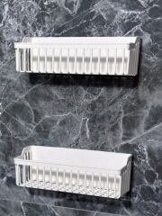 Yapışkanlı Plastik Banyo Rafı İkili Banyo Düzenleyici Duş Rafı Organizer Şampuanlık beyaz