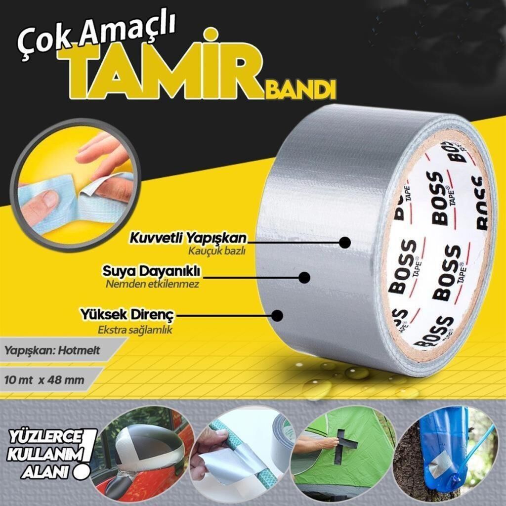 Duct Tape çok amaçlı Tamir Bandı Çadır Tamir Bantı Suya Dayanıklı 48mmx10Mt