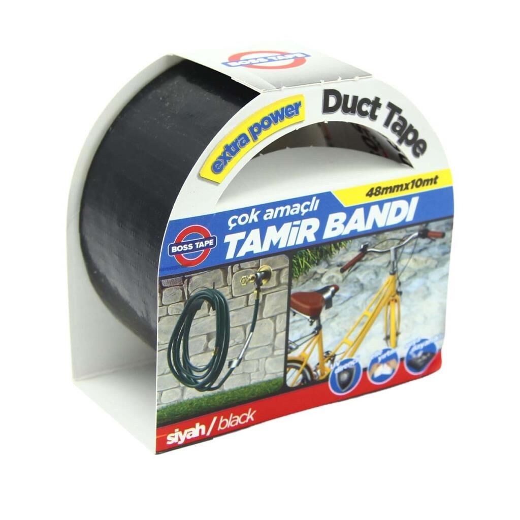 Duct Tape çok amaçlı Tamir Bandı Çadır Tamir Bantı Suya Dayanıklı 48mmx10Mt siyah