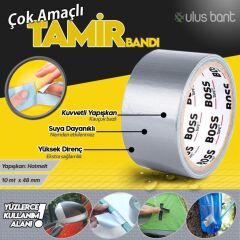 Duct Tape çok amaçlı Tamir Bandı Çadır Tamir Bantı Suya Dayanıklı 48mmx10Mt siyah