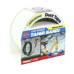 Duct Tape çok amaçlı Tamir Bandı Çadır Tamir Bantı Suya Dayanıklı 48mmx10Mt beyaz