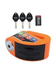 Armor Alarmlı Motorsiklet Disk Kilidi Çelik Gövde 606 Mva 6mm-Turuncu
