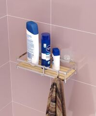 Banyo Düzenleyici Yapışkanlı Metal Banyo Rafı Tekli Duş Rafı Organizer Şampuanlık Mat Siyah-GNRL180