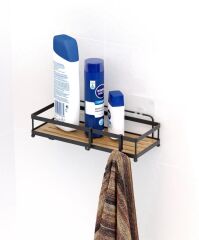 Banyo Düzenleyici Yapışkanlı Metal Banyo Rafı Tekli Duş Rafı Organizer Şampuanlık Mat Siyah-GNRL180