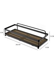 Banyo Düzenleyici Yapışkanlı Metal Banyo Rafı Tekli Duş Rafı Organizer Şampuanlık Mat Siyah-GNRL180