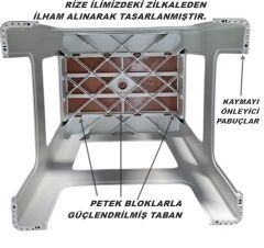 Çelik Ayna Zilkale Büyük Boy Çok Amaçlı Dayanıklı Tabure Beyaz+Kahve-252