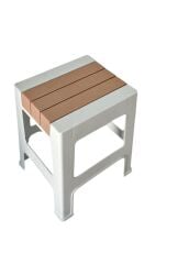 Çelik Ayna Zilkale Büyük Boy Çok Amaçlı Dayanıklı Tabure Beyaz+Kahve-252