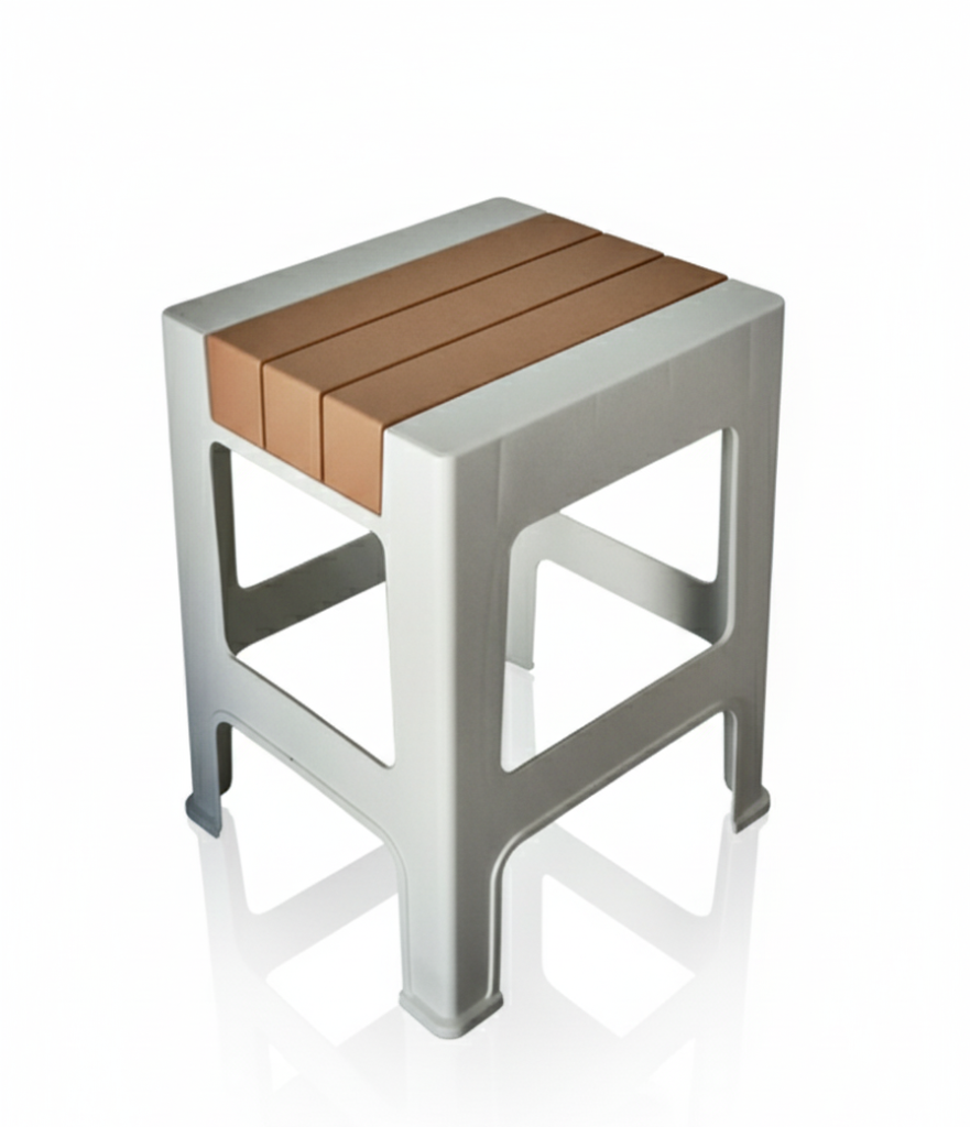 Çelik Ayna Zilkale Büyük Boy Çok Amaçlı Dayanıklı Tabure Beyaz+Kahve-252