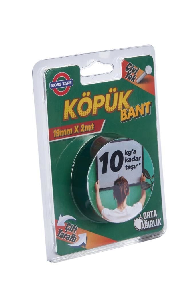 Boss Köpük Bant Montaj Aksesuar Yapıştırma Bandı 19mmx2mt 10KG Taşır