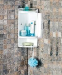 Primanova Banyo Köşe Rafı Kapaklı Şeffaf S05