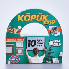 Boss Köpük Bant Montaj Aksesuar Yapıştırma Bandı 18mmx10Mt-10KG Taşır