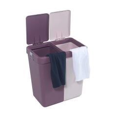 Motek Kirli Çamaşır Sepeti Çift Gözlü Otomatik Kapaklı 80Litre