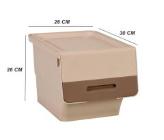 Motek Tekerlekli Patateslik Soğanlık Oyuncak Kutusu Patateslik Soğanlık Sepeti 2X12Lt Krem+Açık kahve