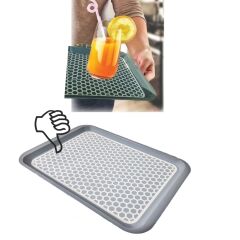 Kaydırmaz Tabanlı Servis Tepsi Sunum Tepsisi Büyük Boy-1136-02-Antrasit,Gri