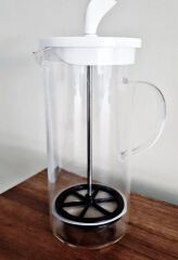 French Pres Ateşe Dayanıklı Özel Bitki Çayı ve Kahve Demleme -6000ML-BR9972 beyaz