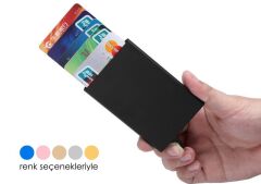 Metal Otomatik Mekanizmalı Kredi Kartlık bej