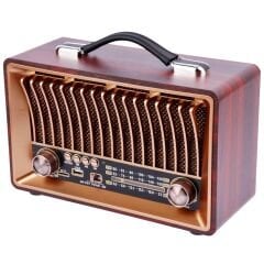 Nostaljik Ahşap Şarjlı 3 Bant Büyük Boy Radyo,Tf,Usb Girişli,Fm Radyo,Bluetooth Bağlantılı- R-1918BT