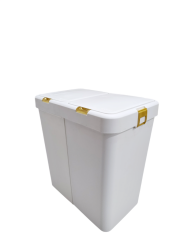 Gold Ikili Dokunmatik Çamaşır Sepeti Çöp Kovası Temizlik Kovası Kirli Sepet 80 Litre-MT009