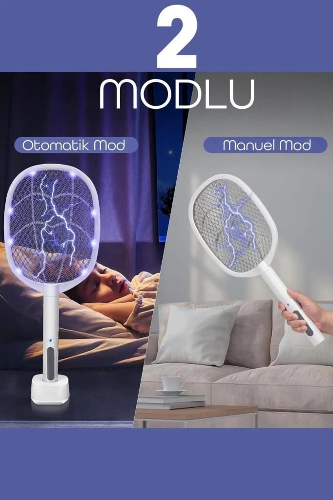 Sivrisinek, Karasinek Öldürücü Elektrik Şoklu Raket Sinek Tuzağı Şarjlı Çift kullanımlı--806L