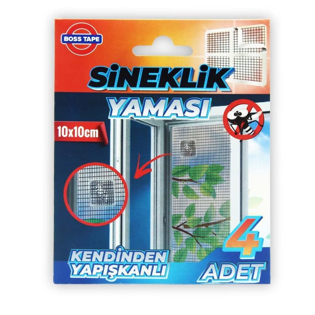 Sineklik Yaması Sineklik Tamir Bantı Kendinden Yapışkanlı 10x10cm 4Adet 1 Paket
