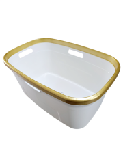 Geseus Motek Tekli 40 Lt Kirli Çamaşır Sepeti+Çamaşır Selesi Ikili Set, Çeyiz Seti Gold+Beyaz