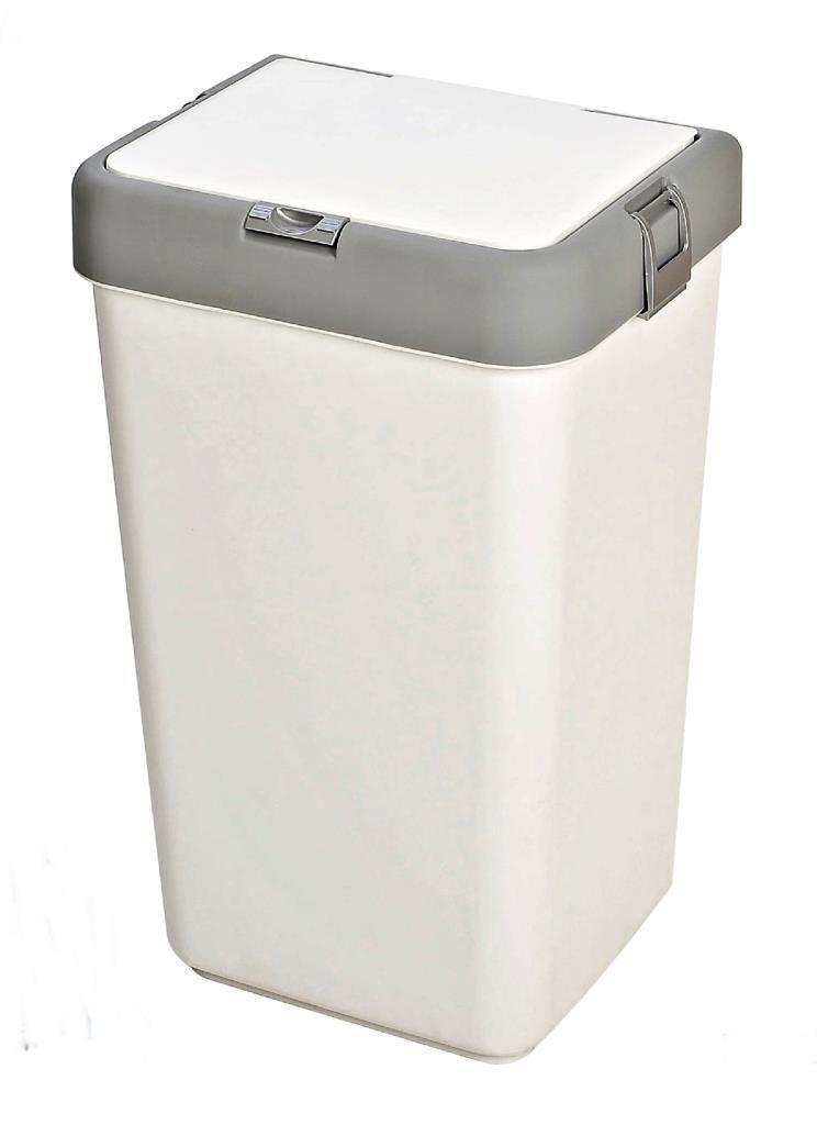 Motek Kirli Çamaşır Sepeti Pratik Kapaklı 40 Litre MT08 BEYAZ+GRİ