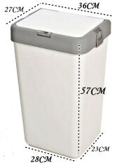 Motek Kirli Çamaşır Sepeti Pratik Kapaklı 40 Litre MT08 BEYAZ+GRİ