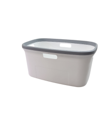 Geseus Motek Tekli 40 Lt Kirli Çamaşır Sepeti+Çamaşır Selesi Ikili Set, Çeyiz Seti Gümüş+Beyaz