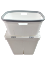 Gümüş Ikili Dokunmatik 80 Lt Çamaşır Sepeti+Çamaşır Selesi Çeyiz Seti-MT09