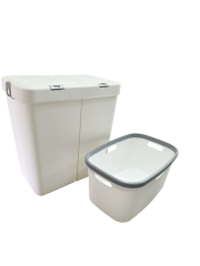 Gümüş Ikili Dokunmatik 80 Lt Çamaşır Sepeti+Çamaşır Selesi Çeyiz Seti-MT09