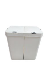 Gümüş Ikili Dokunmatik Çamaşır Sepeti Çöp Kovası Temizlik Kovası Kirli Sepet 80 Litre-MT009