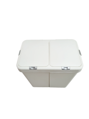 Gümüş Ikili Dokunmatik Çamaşır Sepeti Çöp Kovası Temizlik Kovası Kirli Sepet 80 Litre-MT009