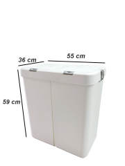 Gümüş Ikili Dokunmatik Çamaşır Sepeti Çöp Kovası Temizlik Kovası Kirli Sepet 80 Litre-MT009