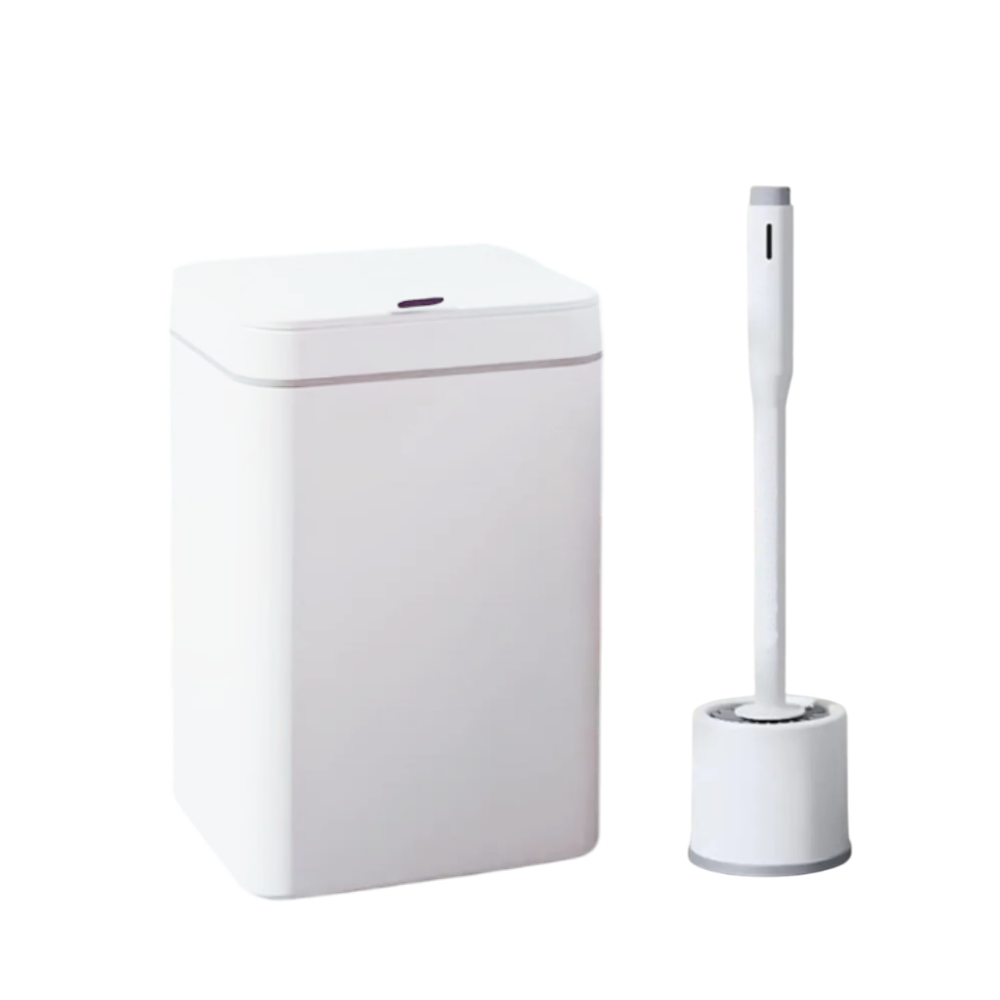 Sensörlü Otomatik Plastik Çöp Kovası 12 Litre + Deterjan Hazneli Silikon Klozet Fırçası