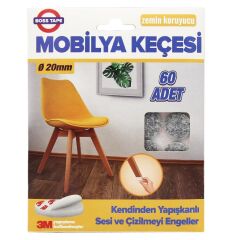 Mobilya Keçesi Sese ve Çizilmeye Son Yapışkanlı 20mmx60Ad-Yuvarlak