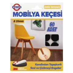 Mobilya Keçesi Sese ve Çizilmeye Son Yapışkanlı 20mmx60Ad-Yuvarlak
